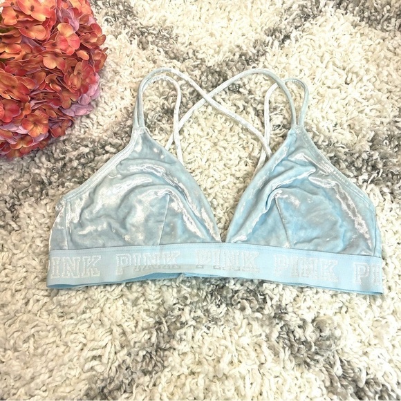 VS Pink Velvet Baby Blue Unlined Bralette - Picture 2 of 8